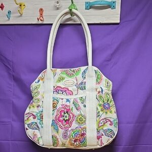 Nine West White Floral Tote Bag